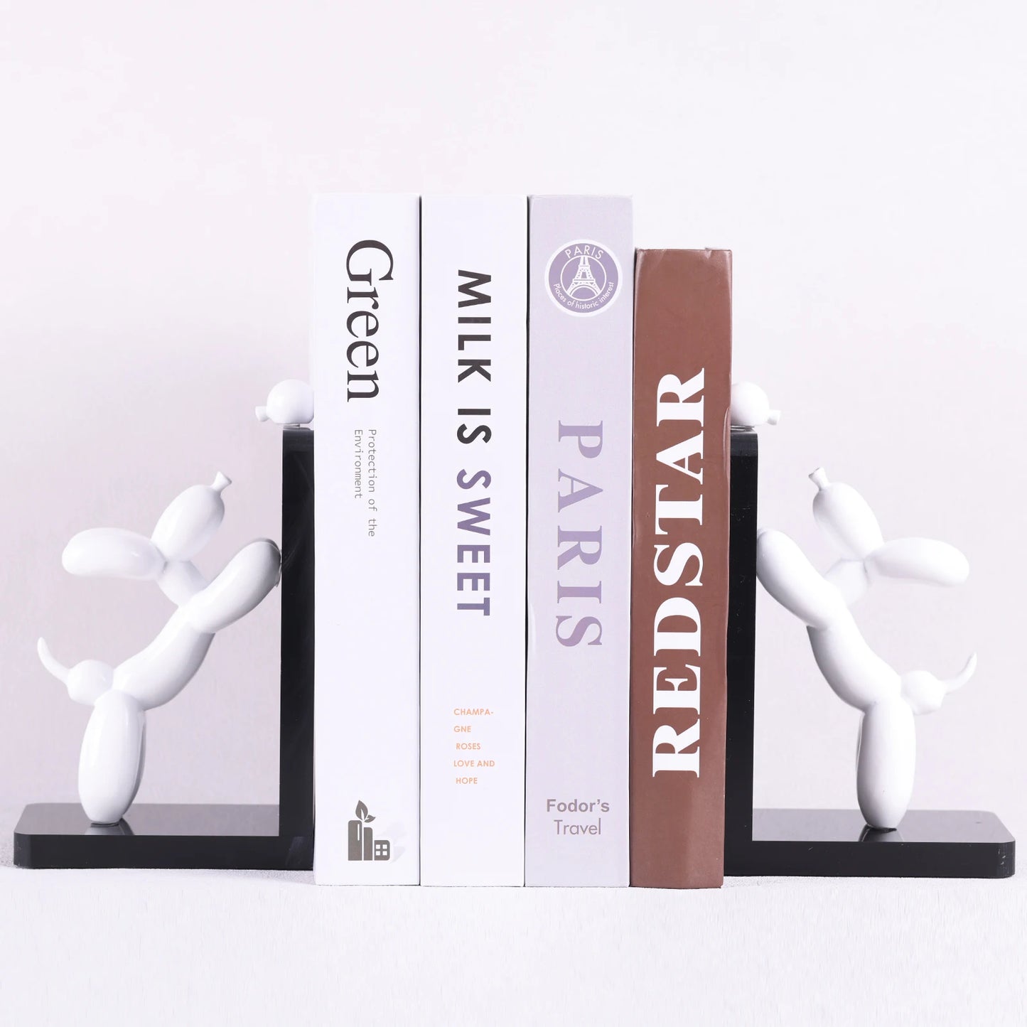 Resin Balloon Dog Book Ends Home Decor Modern Dog Stature Bookends Shelves Hold Books Heavy Duty Book Holder Stopper for Shelf