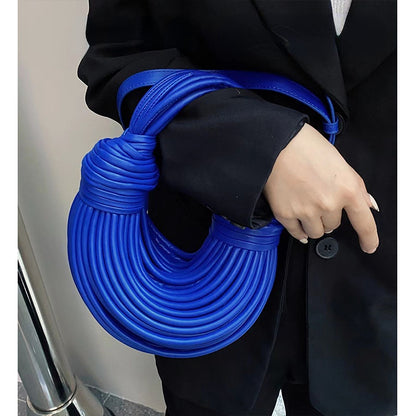 Handbags for Women 2023 New in Gold Luxury Designer Brand Handwoven Noodle Bags Rope Knotted Pulled Hobo Silver Evening Clutch