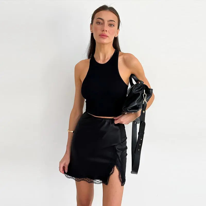 Elegant Halter Ruffles Short Dress Women Loose Solid Strapless Sleeveless Backless Dresses 2025 Summer Lady Beach Vacation Robes