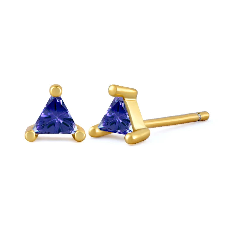 925 Sterling Silver Needle Small Geometry Triangle Crystal Stud Earring for Woman Lovers' Couples Bling Simple Piercing Earrings