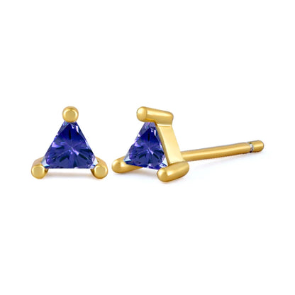 925 Sterling Silver Needle Small Geometry Triangle Crystal Stud Earring for Woman Lovers' Couples Bling Simple Piercing Earrings