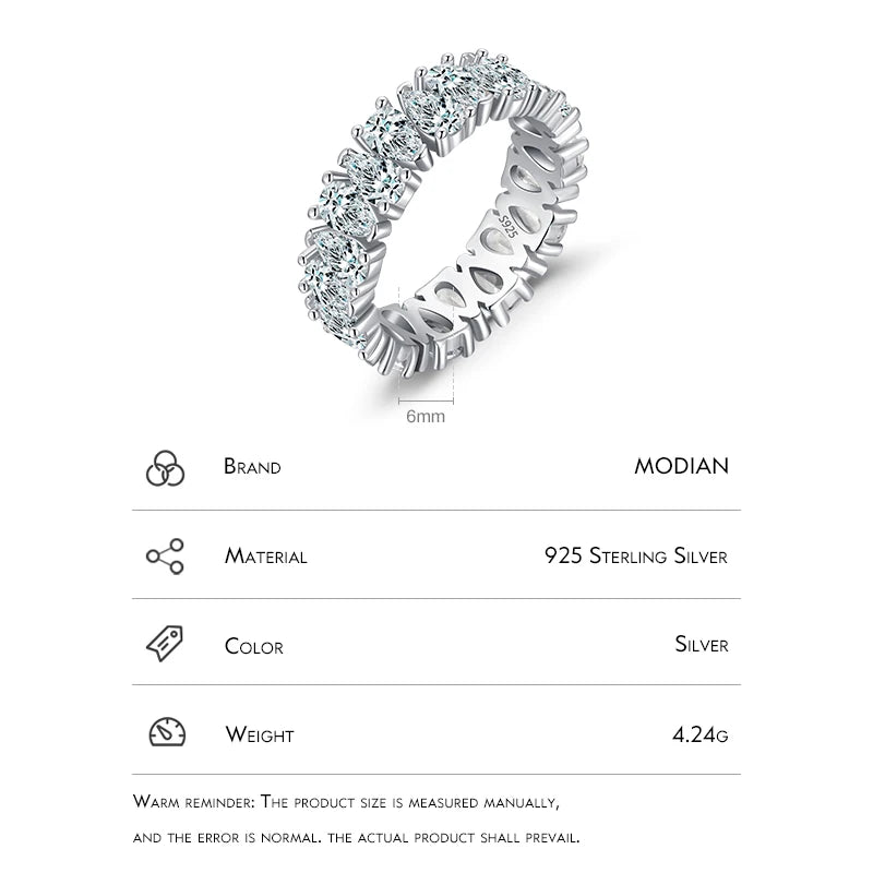 Modian Luxury 925 Sterling Silver Water Drop Clear Zircon Sparkling Prong Setting Ring For Women Wedding Engagement Fine Jewelry