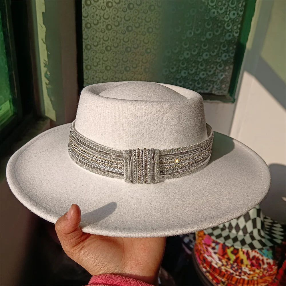 Embroidered three-dimensional flower fedora hat Women's jazz top hat Spring and autumn panama church fashion elegant wedding Hat