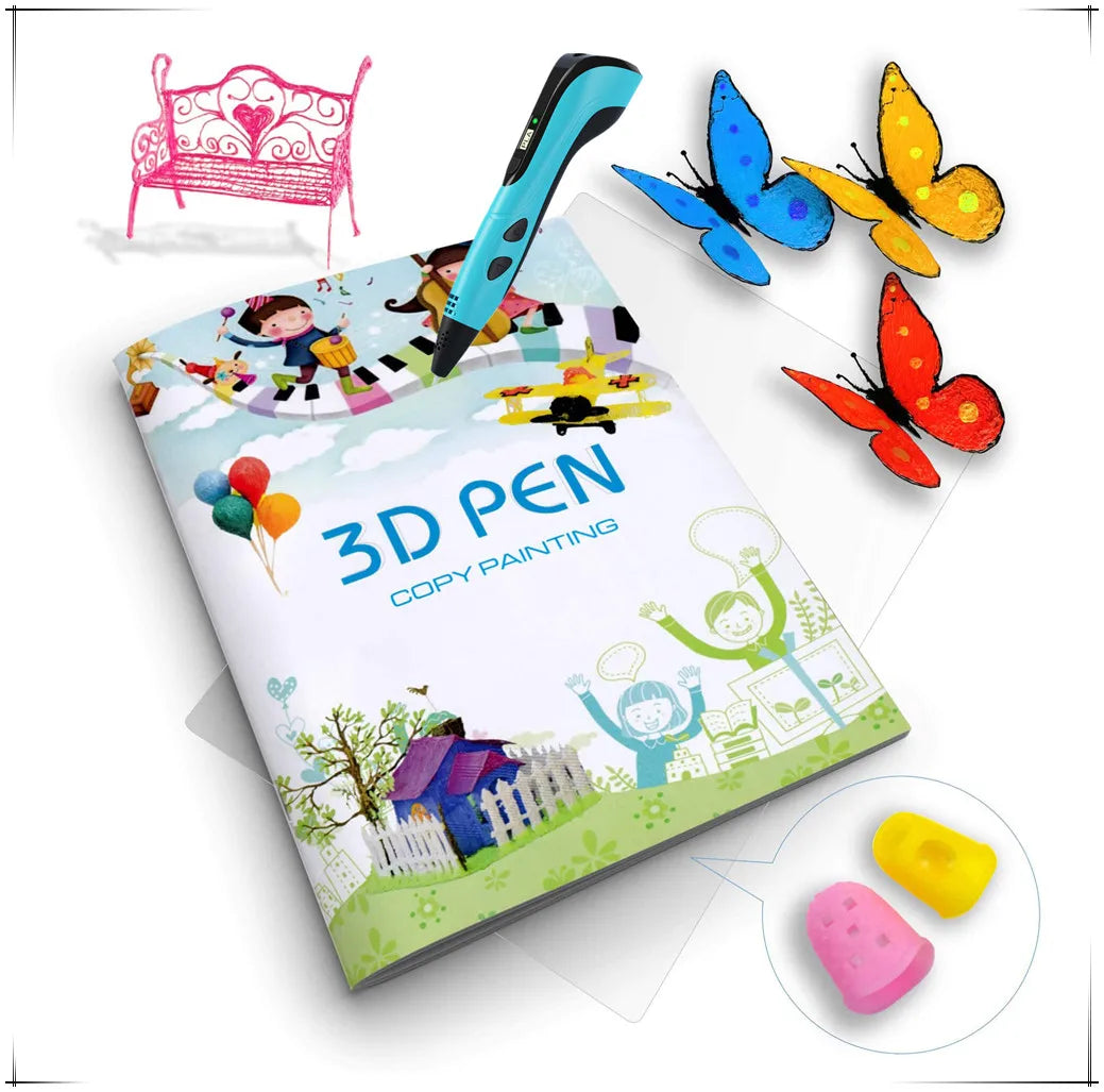 3D Printing Pen Drawing Book Reusable Colorful 22/40 Patterns Thick Paper Clear Plate Painting Template for 3D Pen Kid Gifts