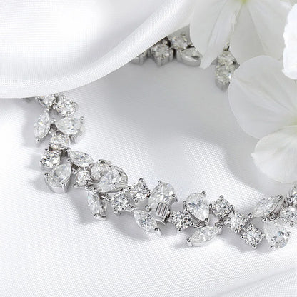Smyoue 16.8-20.4CTTW Luxury Water Drop Moissanite Bracelet Wedding Female Jewelry Full Diamond Sterling Silver Bangle Plated 18K