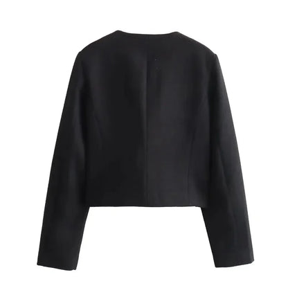 2025 New Woman Jackets Outerwears Long Sleeve Cropped Fashion Jacket for Women Button Short Coats Elegant Women's Coat