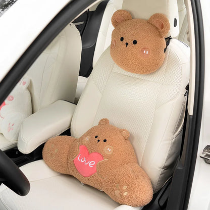 New Simple Fashion Light Luxury Cartoon Bear Rabbit Plush Lumbar Support Car Waist Neck Pillow
