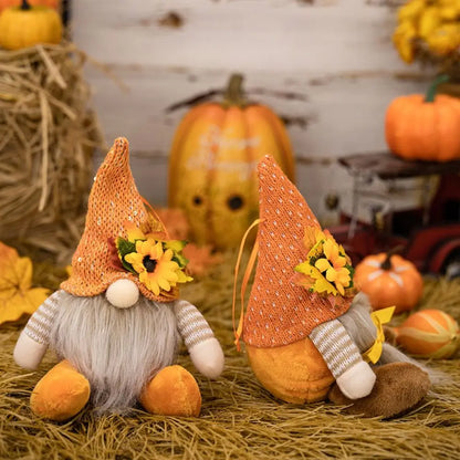 Funny Decorative Thanksgiving Doll Ornaments Soft Cartoon Gnome Doll Ornaments Cute Sunflower Gnome Doll Autumn Decor