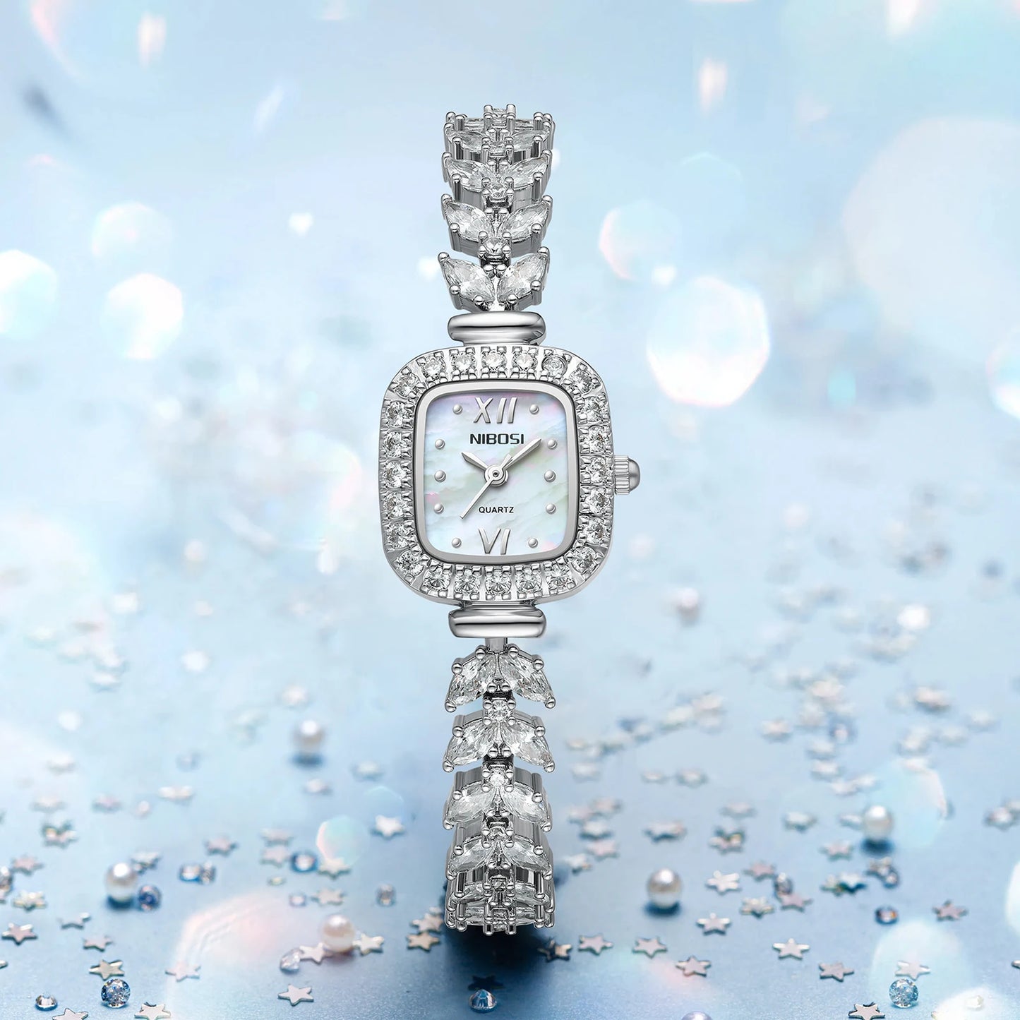 2024 NIBOSI Women Watches Fashionable Diamond Studded Steel Bracelet Quartz Watch For Women'S Watches Luxury Female Clock Relogi