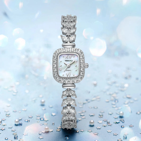 2024 NIBOSI Women Watches Fashionable Diamond Studded Steel Bracelet Quartz Watch For Women'S Watches Luxury Female Clock Relogi