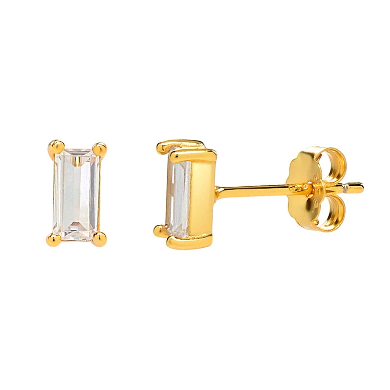 925 Sterling Silver Needle Small Geometry Triangle Crystal Stud Earring for Woman Lovers' Couples Bling Simple Piercing Earrings