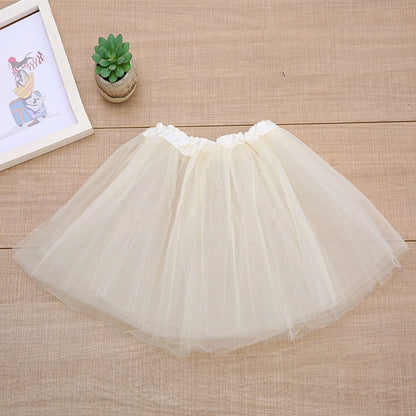Fashion Kids Mesh Princess Solid Color Dance Ballet Tutu Faldas