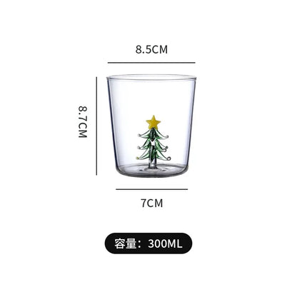 300ml 3D Patterns Christmas Glass Cup Coffee Wine Mug Xmas Glass Cups For Home Decoration Christmas Gift High Quality