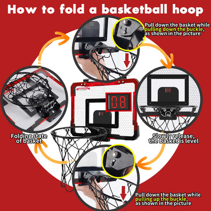 Indoor Kids Basketball Hoop, Dunkable Mini Basketball Hoop Over-the-Door, Halloween/Christmas/Thanksgiving gifts