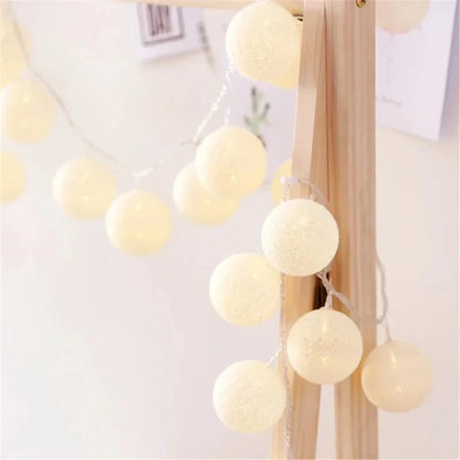 LED Cotton Rattan Ball Lighting Strings Fairy Garland String Lights Wedding Party Christmas Outdoor Garden Decoration Lamp Bulb