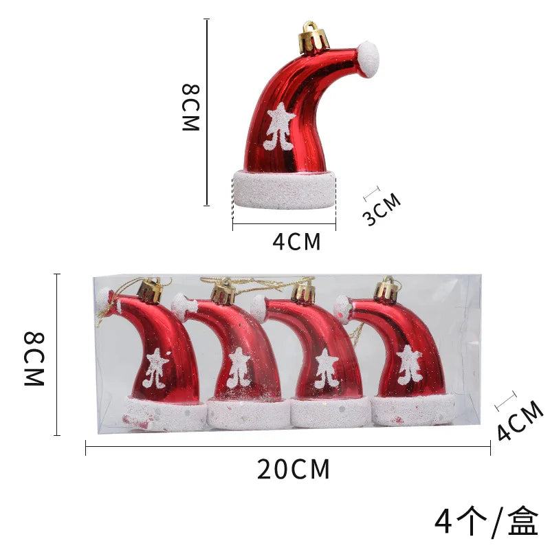 New Christmas Decorations Plastic Painted Boots Clothes Hats Small Ornaments Pendants Christmas Tree Decorations Fabric Hangings
