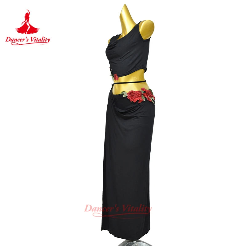 New Belly Dance Costume Set for Women's High end Sexy Rose Embroidery Practice Set Adult Oriental Dancing Clothing