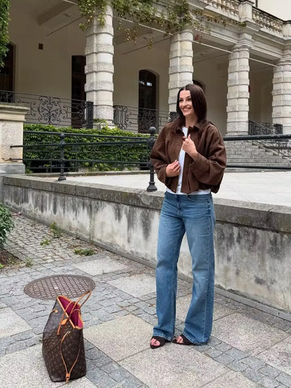 Women's 2025 new Jackets Autumn Fashion Loose Bat Sleeves Elegant Women's Jackets Chic Street Youth Autumn Long Sleeves Coats