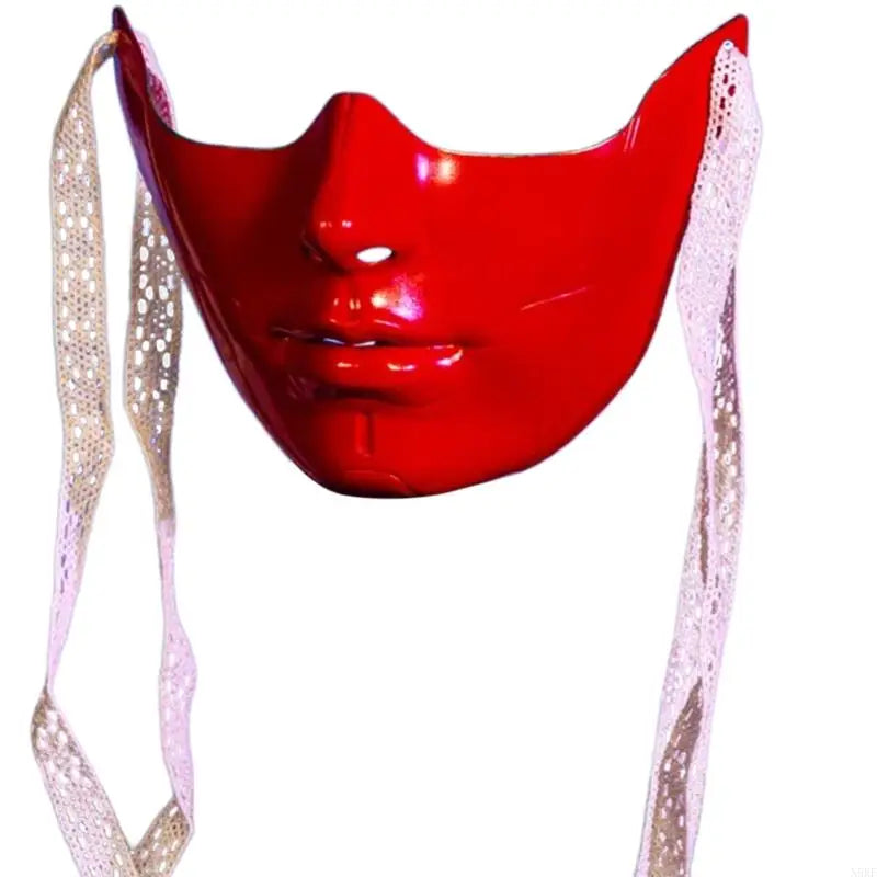 Red EtherealBe phantom mask for masquerade party with delicate lace ribbons for secure wear