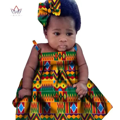New African Dresses Baby Girl Batik Print Head Wrap Headband Bow Trendy Girl Fashion