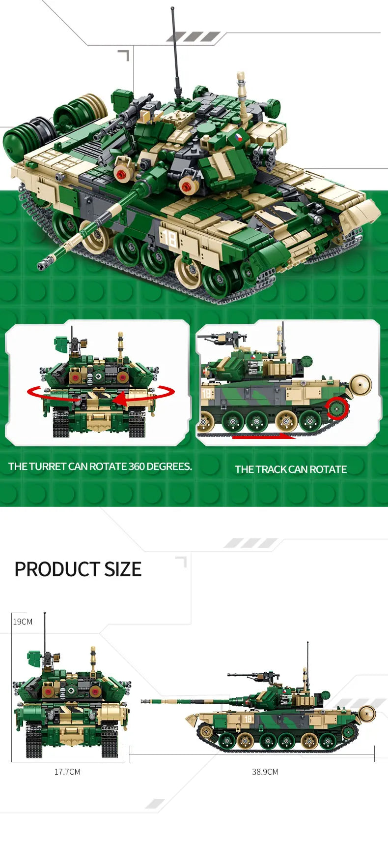 WW2 Military Leopard 2A4 Battle Tank Series Building Blocks Brick Model MOC Army Weapon Boy Set Kid Toy Childrens Christmas Gift