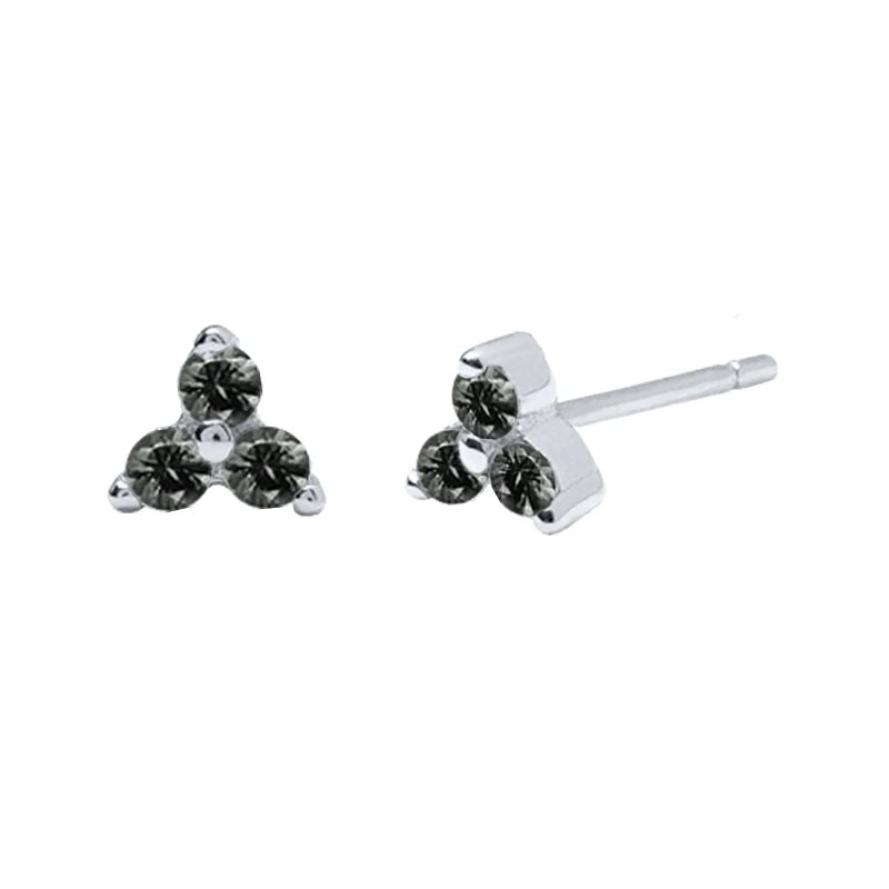925 Sterling Silver Needle Small Geometry Triangle Crystal Stud Earring for Woman Lovers' Couples Bling Simple Piercing Earrings