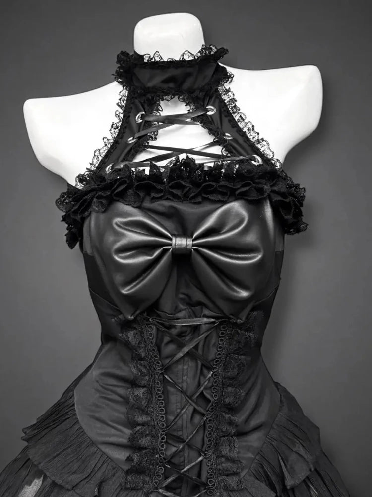 Japanese Fashion Sweet Cute 2 Piece Set Women Mini Lace Tops + Polka Dot Dress New Fit Chic Kawaii Fluffy Retro Suit Summer 2025