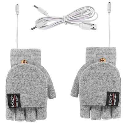 USB Electric Heated Gloves Adjustable Temperature Full Half Finger Warmer Touchscreen Electric Thermal Gloves Warm Winter Warmer