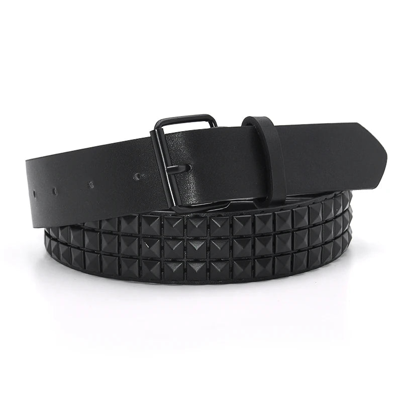 High Quality Rivet Belt Men&Women's Studded Fashion Versatile Belts Punk Rock With Pin Buckle Drop Decoration Black Hot Sale