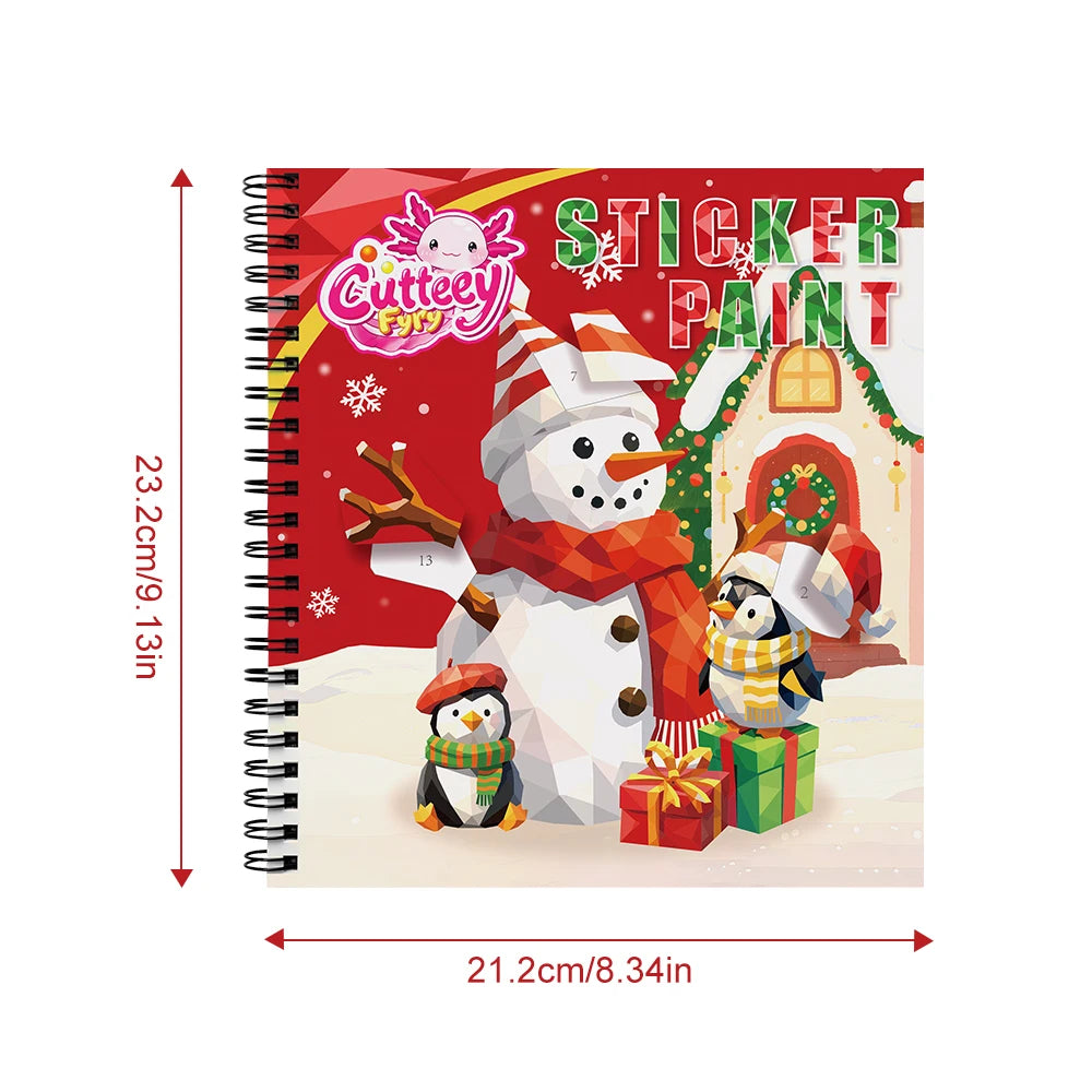 1PCS Stickers Paint Book For Grils Christmas Gift Christmas Tree Snowman Stickers By Number For Outgoing Travel Kids Stationery