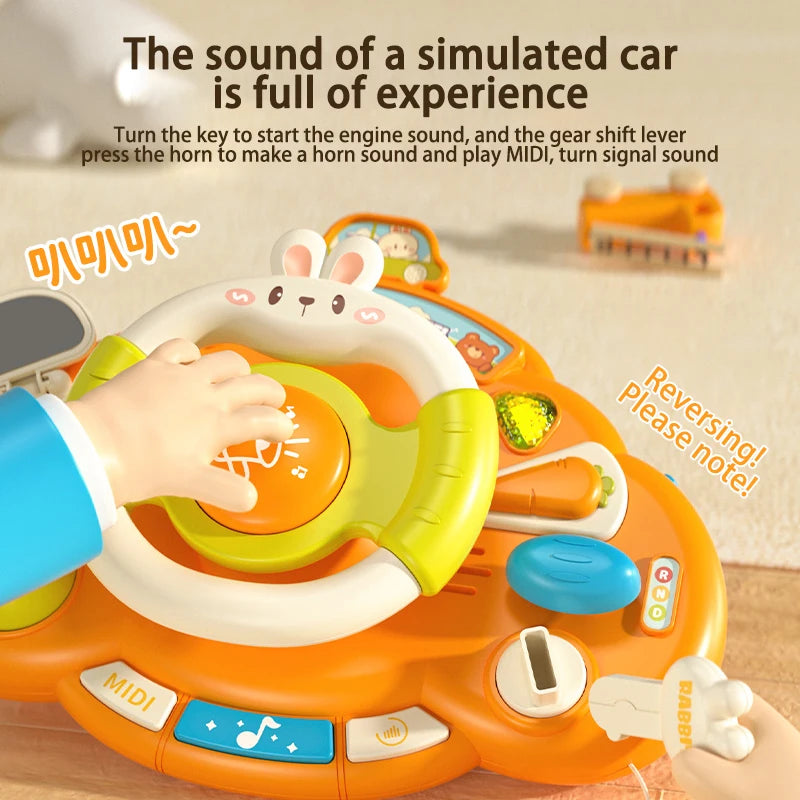 Baby Toy Electric Children's Steering Wheel Simulated Driving Car Steering Wheel LED Vocal Educate Toys Halloween Christmas Gift