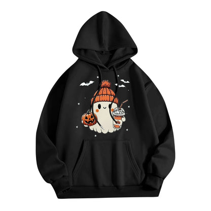 Women Halloween Printed Hoodie Casual Long Sleeve Sweatshirt Fashion Oversize Pullover Cozy Winter Streetwear Chic Loungewear