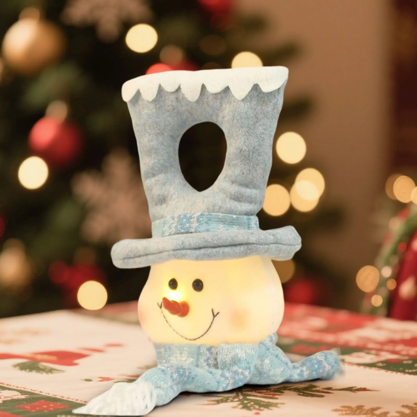 Christmas Lighted Blue Snowman Ornament Glowing Snowman Ocean Style Creative Christmas Gifts Home Door Hanging Decoration