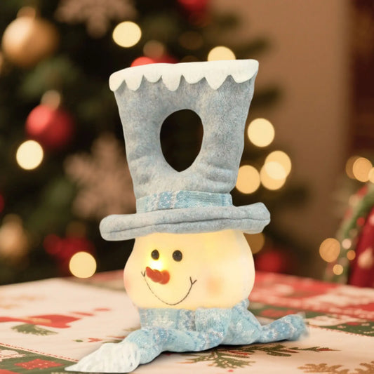 Christmas Lighted Blue Snowman Ornament Glowing Snowman Ocean Style Creative Christmas Gifts Home Door Hanging Decoration