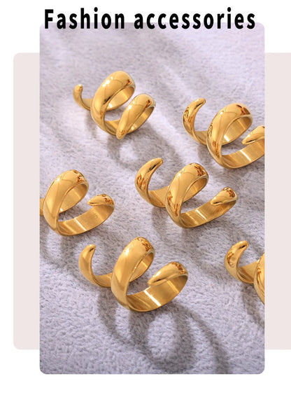 Fashion Spiral 316L Stainless Steel Rings For Women Men 18K Gold Plated Spring Shape Unisex Women's Men's Ring Couples Jewelry