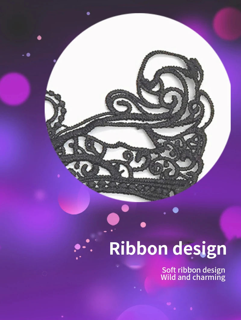 EtherealBe women's black lace masquerade mask with elegant ribbon design for parties and events