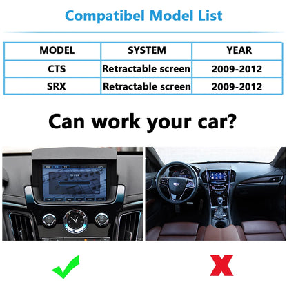 Cadillac Apple CarPlay for CTS SRX 2009-2012 Retrofit Wireless Android Auto Plug&Play Add Reverse Camera iPhone Mirror