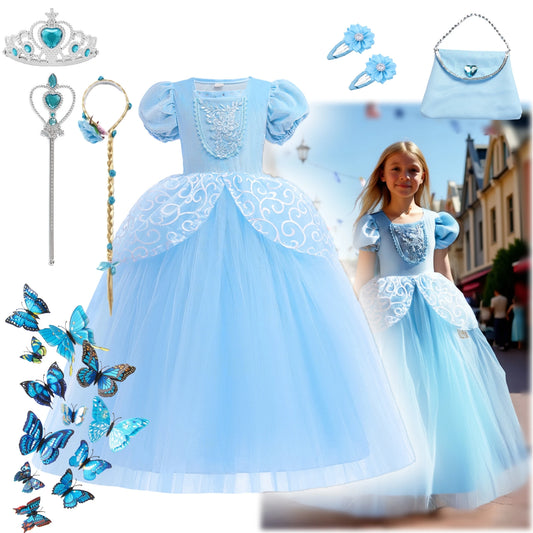 Kids Cosplay Costume Girl Summer Pageant  Fantasy Children Cinderella Carnival Clothes Princess Birthday Dress 2-10 Year