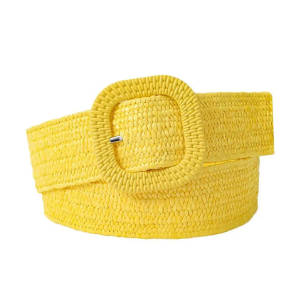 Fashion Wide Waistband Female Waist Belt Bohemian Braided Belts for Women Summer Patchwork Straw Woven Belt