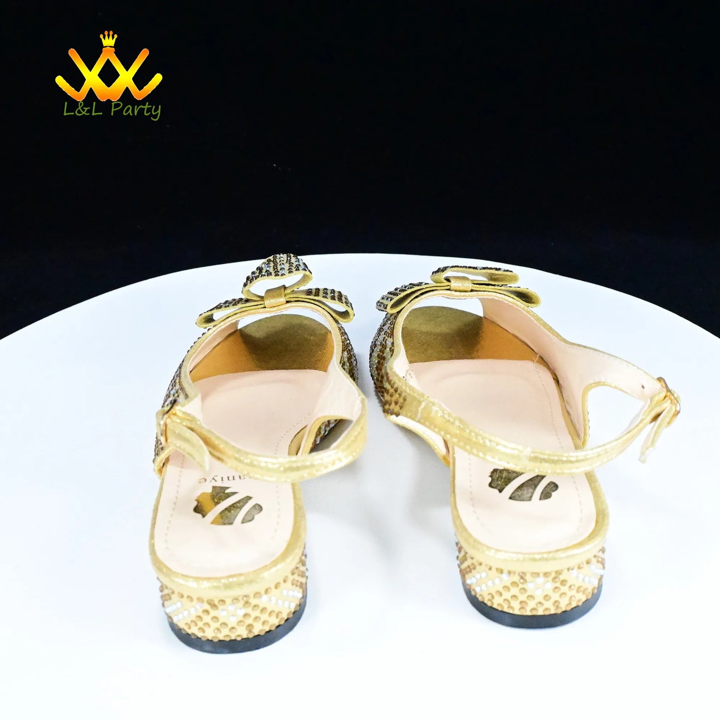 EtherealBe Gold Rhinestone Fashionable shoes and bag set