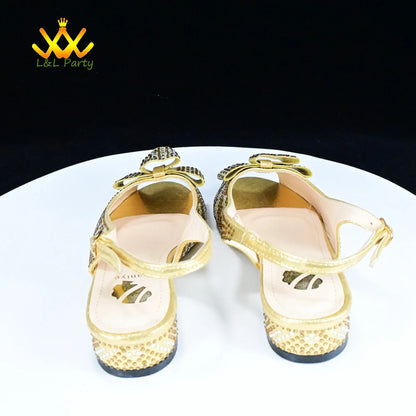 EtherealBe Gold Rhinestone Fashionable shoes and bag set