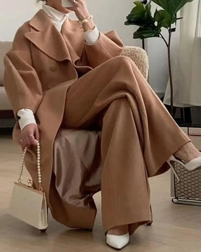 Winter Coat for Women Elegant Lantern Sleeve Lapel Collar Trench Coats Vintage Chic Long Jackets Overcoat 2023 Luxury Outwear