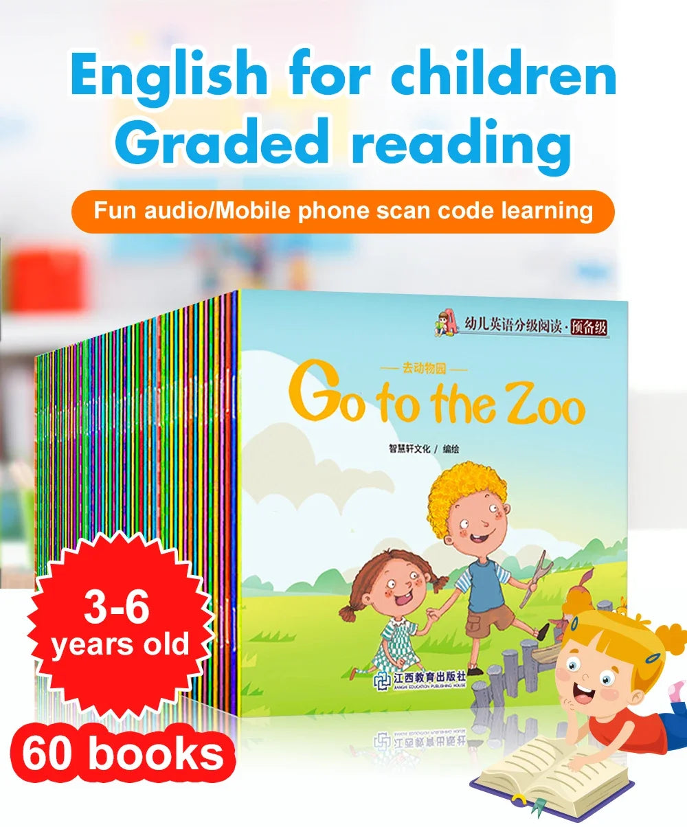 Kids 60 Pocket Books Set English Words Learning Book Enlightenment of Early Childhood Teaching Aids Bedtime Reading Montessori