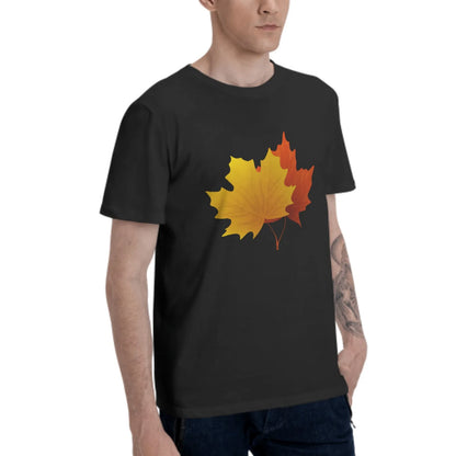 Fall Maple T-Shirt for Men Cotton 100% Women Summer Tops Fashion Casual Round Collar Short-Sleeve Leaf Couple Tees