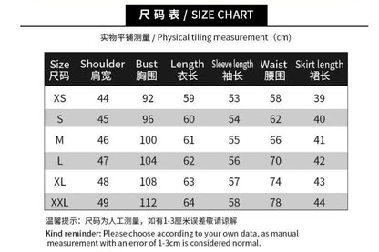 EtherealBe women's cosplay costume size chart in cm showing XS to XXL shoulder bust length sleeve waist skirt measurements