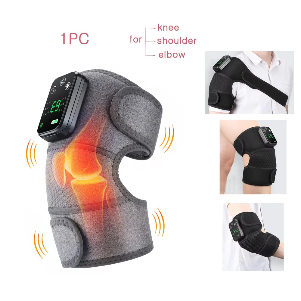Electric Heating Knee Massager 3 in 1 Joint Elbow Shoulder Pain Reliever Thermal Vibration Physical Therapy Massage Knee Warmer