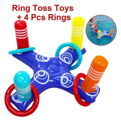 Party Sport Swimming Inflatable Ring Toss Game Floating Pool Toys for Kids Adult Water Accessories Beach Supplies with 4 Loops