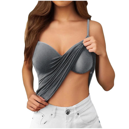 Plus Size Lace Tops For Women Casual Basic Solid Color Camisole Top Built In Bra Spaghetti Strap Womens V Neck Vest Summer