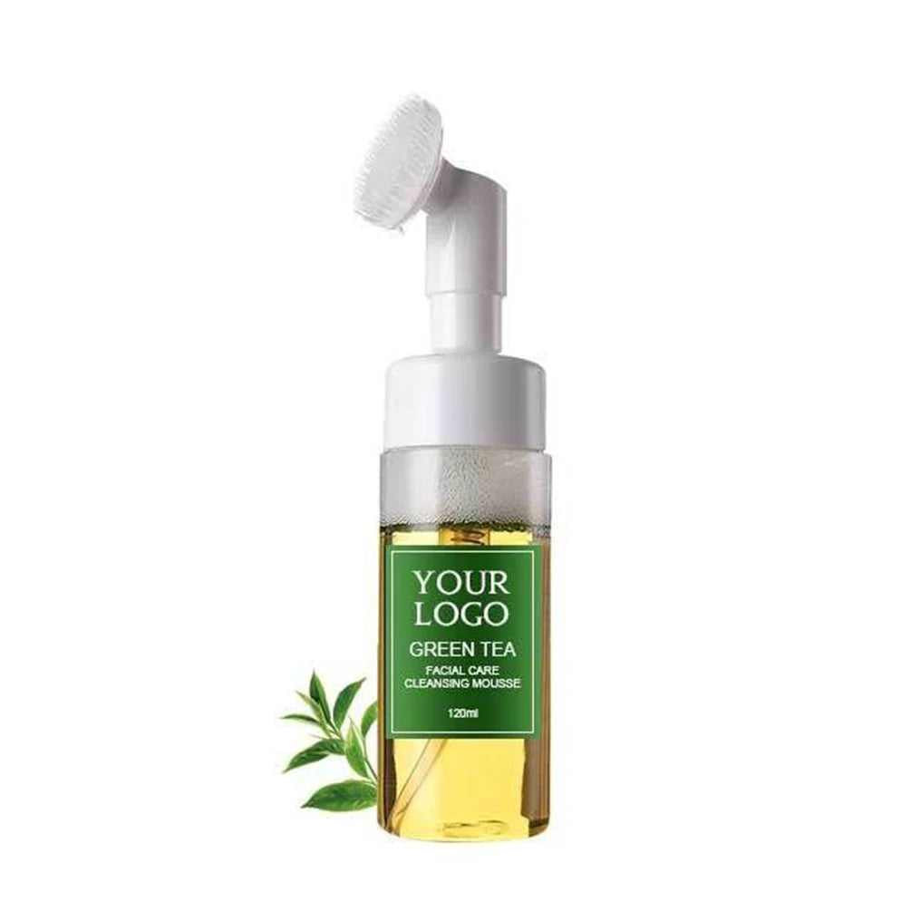 120ml Custom Logo Face Wash Private Label with Brush Avocado Watermelon Green Tea Cleansing Mousse Liquid Face Clean Makeup Milk