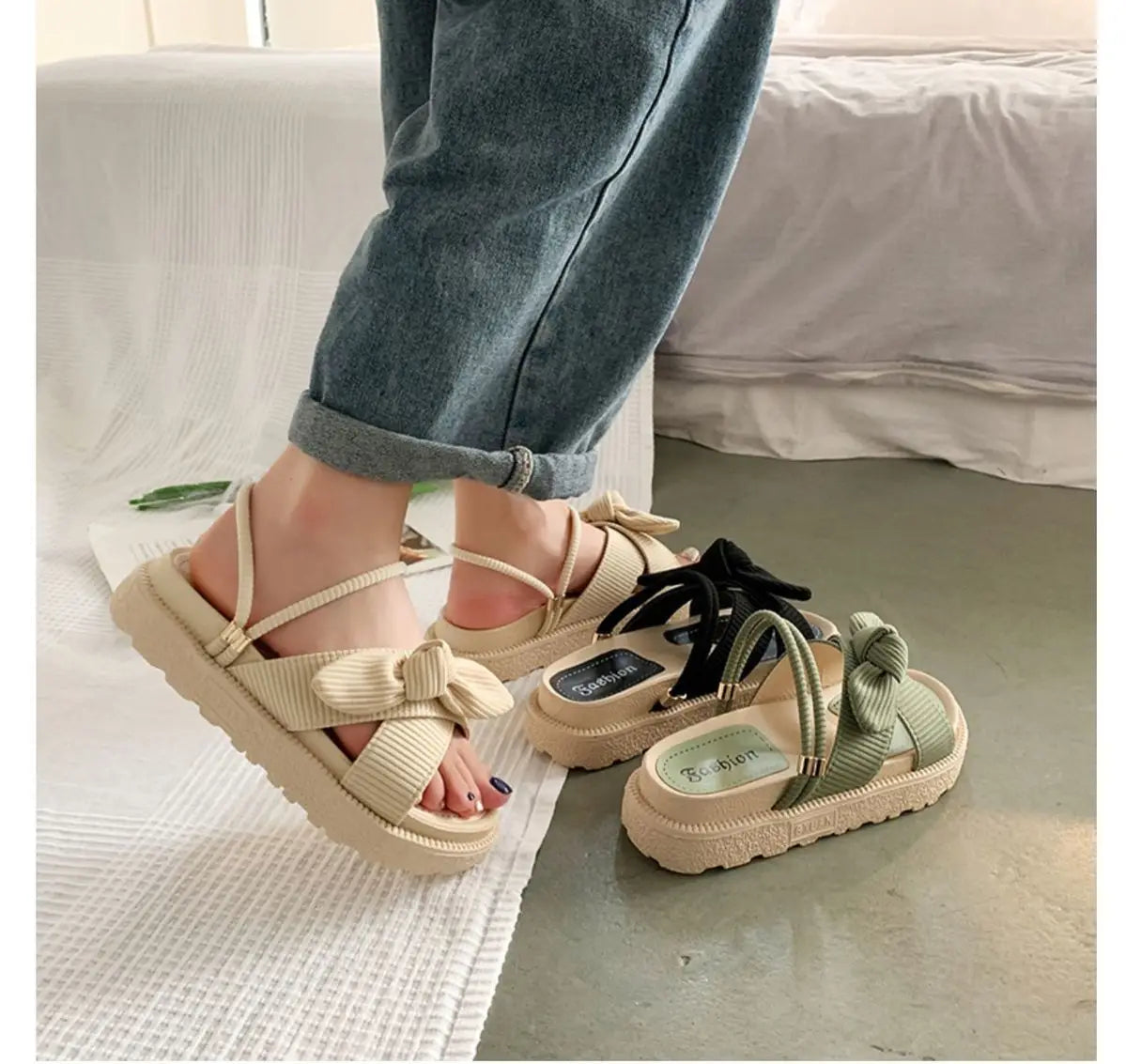 Women Sandalias Mujer Summer Fairy Style 2023 New Fashion Student Platform Roman Lady Sands Flat Shoes Cute Slippers